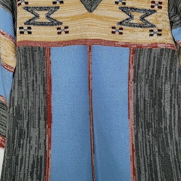 Daddy's Money 3/4 Wide Sleeve V Neck Aztec Print Vtg 70s Sweater Size Large - Picture 3 of 8